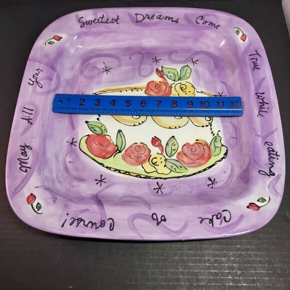 Julia Junkin Certified International Cake Plate – Hand-Painted Roses & Quote - Picture 8 of 10